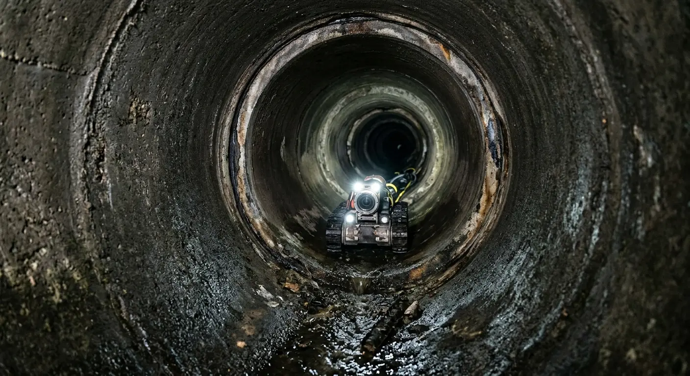 Robotic sewer camera inspecting pipe interior for Drain Snake Service in East Lake-Orient Park